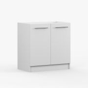 Meuble sous évier / Armoire à portes battantes / Blanc / Parnassus 09 / 1 compartiment / 2 portes / Poignées : Métal / 81,5 x 80 x 46 cm / Unicolore / Design sobre