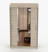 Armoire à portes coulissantes / Penderie / Avec miroir / 200 x 120 x 61 cm / Chêne de Sonoma / Rudawy 11 / 2 portes / 6 compartiments / 1 tringle à vêtements / Rectangulaire