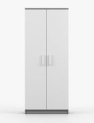 Armoire / Armoire à portes battantes / Blanc / Gris / Smolikas 65 / 2 portes / Poignées en bois blanc / 5 compartiments / 1 tringle à vêtements / 192 x 80 x 50 cm