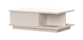 Table basse chic avec un tiroir Neiafu 131, couleur : cachemire, fonction soft-close, dimensions : 36 x 104 x 65 cm, fonction push-to-open, pour le salon