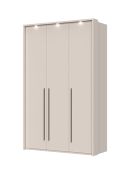 Armoire penderie 3 portes avec cadre LED Neiafu 60 | Kaschmir | 226 x 142 x 60 cm | 2 tringles, 6 étagères