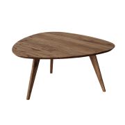 Table basse Erdre 02, en bois massif de chêne, finition à l'huile, Couleur : Tabacco, naturel et minimaliste, Dimension : 96 x 95 x 47,5 cm, Étagère : 2 cm, trois pieds