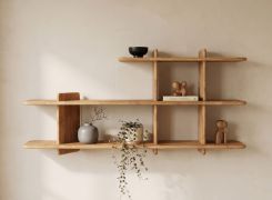Étagère / Couleur : chêne naturel / Bois massif / Chêne huilé / 3 compartiments / 140 x 25 x 66 cm / Élégante / Fonctionnelle / Naturelle