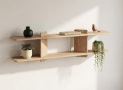 Étagère murale / Couleur : Chêne blanchi / Bois massif / Chêne huilé / 140 x 25 x 39 cm / Élégante / Étagère / Fonctionnelle / Sobre