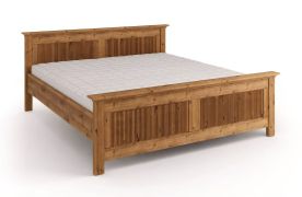 Lit double / Lit d'appoint / Pin finlandais massif / Couleur : chêne / Veinage naturel / Surface de couchage : 180 x 200 cm / Résistant