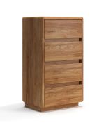 Commode / Bois massif / Chêne huilé / Système « push-to-open » / 4 tiroirs / Système de fermeture Soft-Close / 56 x 40 x 100 cm / Élégante et moderne