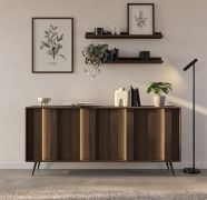 Commode / Couleur : Chêne Dunin / Éclairage LED inclus / 183 x 40 x 83 cm / 4 portes / Fonction soft-close / 8 compartiments / Pieds métalliques fins / Buffet