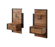 Deux tables de nuit avec chacune un tiroir Jendouba 03 / Couleur : Châtaignier / Anthracite / Fonction Soft-Close / Éclairage LED inclus / Dimensions : 102 x 48 x 39,5 cm