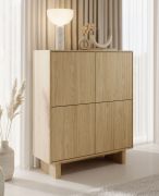 Commode / Couleur : Chêne huilé / 4 portes battantes / Fonction push-to-open / 8 compartiments / 104 x 38 x 124 cm / Commode / Chants ABS / Pour le salon