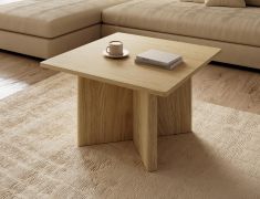 Table basse / Couleur : Chêne huilé / Carré / 80 x 80 x 49 cm / Protection des bords ABS / Table basse / Finition de haute qualité / Pour le salon