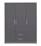 Armoire à trois portes Hannut 37, Couleur : Anthracite - dimensions : 190 x 150 x 56 cm (h x l x p)