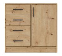 Commode étroite Hannut 32, Couleur : Chêne Artisan - Dimensions : 84 x 90 x 40 cm (H x L x P)