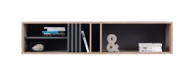 Étagère murale à multiples compartiments Niel 11 | Chêne / Anthracite | 30 x 140 x 30 cm