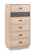 Commode étroite Niel 18, Couleur : Chêne / Anthracite - Dimensions : 120 x 60 x 40 cm (H x L x P)