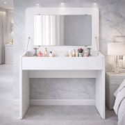Coiffeuse Lunarisa 7 | Couleur : Nimfea Alba | Miroir rabattable | 80 x 50 x 72-120,5 cm | Résistante aux rayures et aux liquides