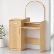 Coiffeuse Lunarisa 1 avec miroir | Couleur : chêne Sonoma | 1 tiroir | 3 compartiments | grandes surfaces de rangement | idéale pour les petites pièces