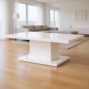 Table basse Statura / Couleur : Blanc brillant / Plateau ultra-résistant / Finition laquée anti-UV / 100 x 60 x 50 cm / Table de salon / Stable et facile d'entretien