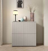 Commode / Cachemire / 4 portes battantes / Fonction push-to-open / Finition de qualité / 8 compartiments / Dimensions : 100 x 40 x 102 cm / Face à lamelles / Pour le salon