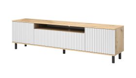 Meuble TV Cienequillas 05 | Push-to-open | Chêne Artisan & Blanc | 54 x 200 x 40 cm | 4 compartiments