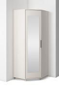 Armoire d'angle / Cachemire / 1 porte miroir / 2 tringles à vêtements / 5 compartiments / Fonction push-to-open / 43 x 38 x 185 cm / Finition de haute qualité / 2 variantes de pieds