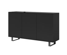Commode sombre à six compartiments Zapopan 14, pour le hall d'entrée, Couleur : Noir, dimensions : 100 x 150 x 40 cm, très facile à combiner, trois portes