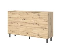 Buffet Zapopan 06 avec 6 compartiments | 3 portes | Finition chêne artisan | 98 x 150 x 40 cm | Fabrication haut de gamme