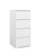 Commode à quatre tiroirs Zapopan 18, Couleur : Blanc, dimensions : 88 x 30 x 40 cm, Matériaux de haute qualité, pour le vestibule ou le garde-robe