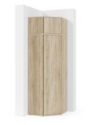 Armoire d'angle avec six compartiments, avec rehausse d'armoire Zapopan 64, deux tringles à vêtements, Fonction push-to-open, Couleur : Chêne de Sonoma, Dimensions : 225 x 70 x 70 cm