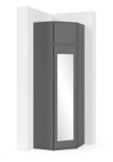 Armoire d'angle sobre avec élément supérieur Zapopan 59, couleur : graphite, dimensions : 225 x 70 x 70 cm, six compartiments, deux tringles à vêtements, fonction Push-to-open
