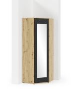 Armoire d'angle pour vestiaire Zapopan 49, Fonction push-to-open, cinq casiers, Couleur : Chêne Artisan / Noir, dimensions : 185 x 70 x 70 cm, deux tringles à vêtements
