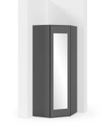 Armoire d'angle sobre avec une porte miroir Zapopan 50, couleur : graphite, dimensions : 185 x 70 x 70 cm, suffisamment d'espace de rangement, cinq casiers, deux tringles à vêtements