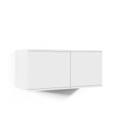 Armoire suspendue moderne avec deux portes basculantes Zapopan 78, Couleur : Blanc, Fonction push-to-open, dimensions : 40 x 100 x 40 cm, deux compartiments, très stable