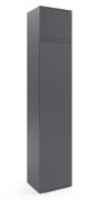 Armoire étroite à portes battantes avec rehausse d'armoire Zapopan 47, avec fonction push-to-open, couleur : graphite, dimensions : 225 x 45 x 40 cm, deux compartiments, une tringle à vêtements coulissante