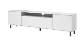 Meuble TV mural Zapopan 120 blanc | Push-to-open | 4 compartiments | 1 porte abattante | 42 x 180 x 40 cm