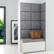 Panneaux rembourrés, lot de 10, Couleur : Gris, housse : velours, dimensions : 50 x 30 cm