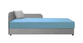 Lit banquette avec rangement Lobatos 101 | 80 x 195 cm | Gris/Bleu | Tête à gauche | Pour chambre d’amis