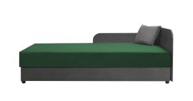 Lit d’appoint / Banquette Lobatos 82 | 80 x 195 cm | Gris / Vert | Bonellfederkern | Coffre intégré | Idéal chambre d’amis