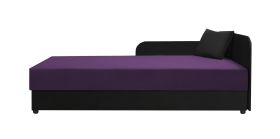 Lit d’appoint / Banquette Lobatos 64 | 80 x 195 cm | Avec coussins | Tête de lit à droite | Noir / Violet | Sommier à ressorts | Coffre de rangement