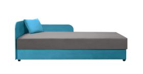 Banquette-lit Lobatos 105 | Espace de rangement | Bleu / Gris | Couchage 80 x 195 cm | Tête à gauche | Confortable
