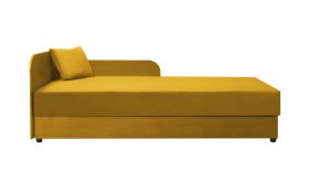 Lit d'appoint confortable / Lit de jour avec grand espace de rangement Lobatos 85, Couleur : Jaune, Surface de couchage : 80 x 195 cm, coussins inclus, rembourrage