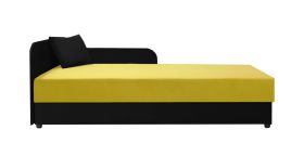 Lit d’appoint / Banquette Lobatos 71 | Noir/Jaune | 80 x 195 cm | Rangement intégré | Bonellfederkern | Tête à gauche