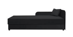 Lit d’appoint confortable avec rangement Lobatos 62 | Noir | Tête de lit droite | 80 x 195 cm | Incl. coussin