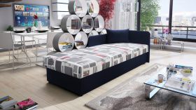 Lit de jour confortable avec grand espace de rangement Lobatos 52 | Bleu | 80 x 195 cm | Tête de lit à droite | Finition soignée
