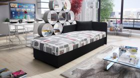 Lit de jour / lit d’appoint Lobatos 60 | Tête de lit droite | Anthracite | Rangement intégré | 80 x 195 cm