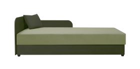 Lit de jour / lit d’appoint Lobatos 93 | Vert élégant | 80 x 195 cm | Rangement intégré | Tête de lit à gauche
