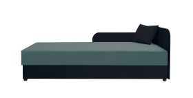Lit d’appoint / banquette Lobatos 98 | Noir & Turquoise | Tête de lit droite | Rangement intégré | 80 x 195 cm | Coussin inclus