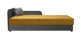 Lit de jour avec espace de rangement Lobatos 05 | Gris/Jaune | Couchage 90 x 195 cm | Tête de lit à gauche | Confort capitonné