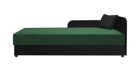 Lit de jour moderne avec coussins Lobatos 08 | Noir/Vert | 90 x 195 cm | Grand espace de rangement | Bonell