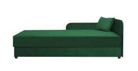 Lit simple ou d’appoint Lobatos 50 | Vert foncé | Tête de lit à droite | Bonellfederkern | Rangement intégré | 90 x 195 cm