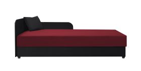 Lit d’appoint design Lobatos 29 | Couchage 90 x 195 cm | Noir & Rouge | Coffre intégré | Tête à gauche